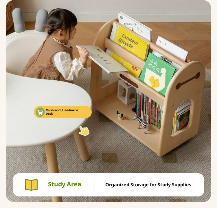 Poplar Solid Wood Movable Kids Cabinet