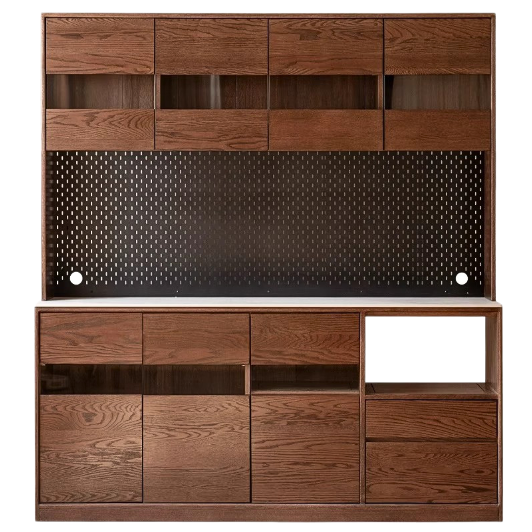 Oak Solid Wood Dining Storage Sideboard Against The Wall