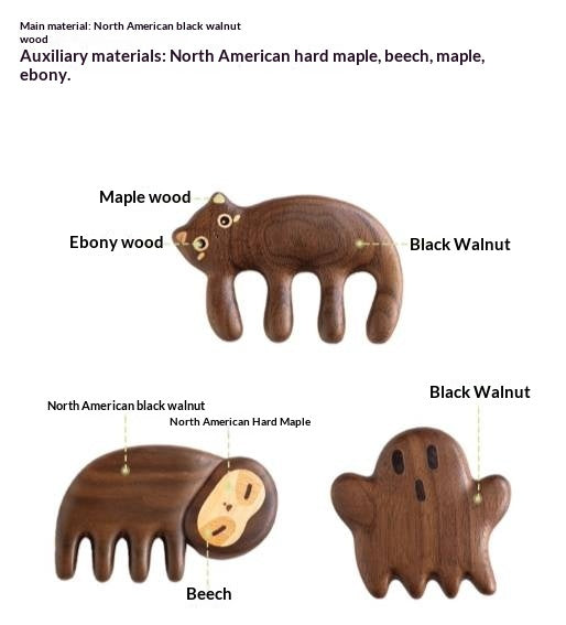 Black Walnut Solid Wood Modern Massage Comb