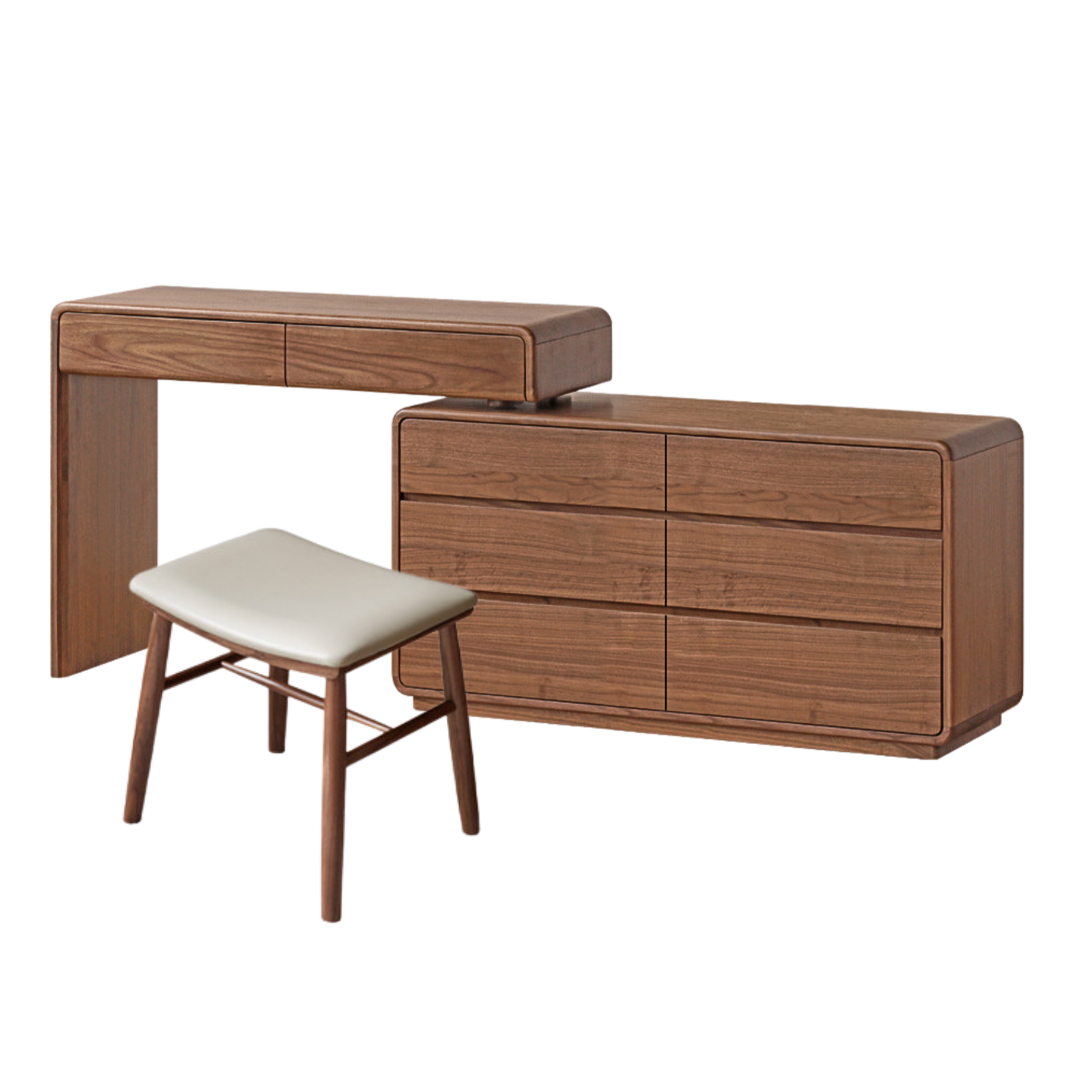 Black Walnut, Sandalwood Solid Wood Dressing Table Chest Of Drawers.