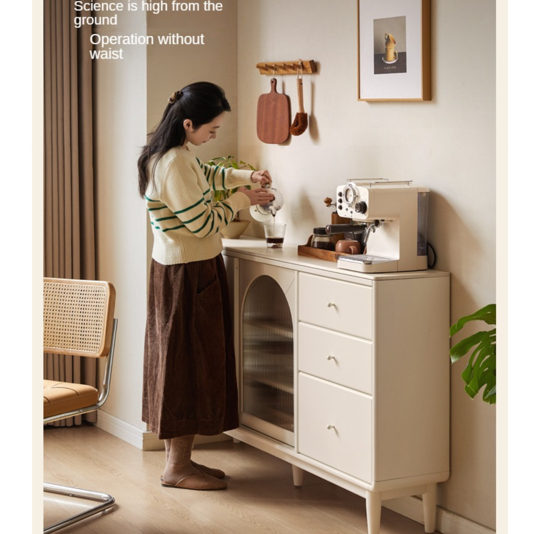 Solid RubberWood Rock Board Ultra-thin Wall Sideboard