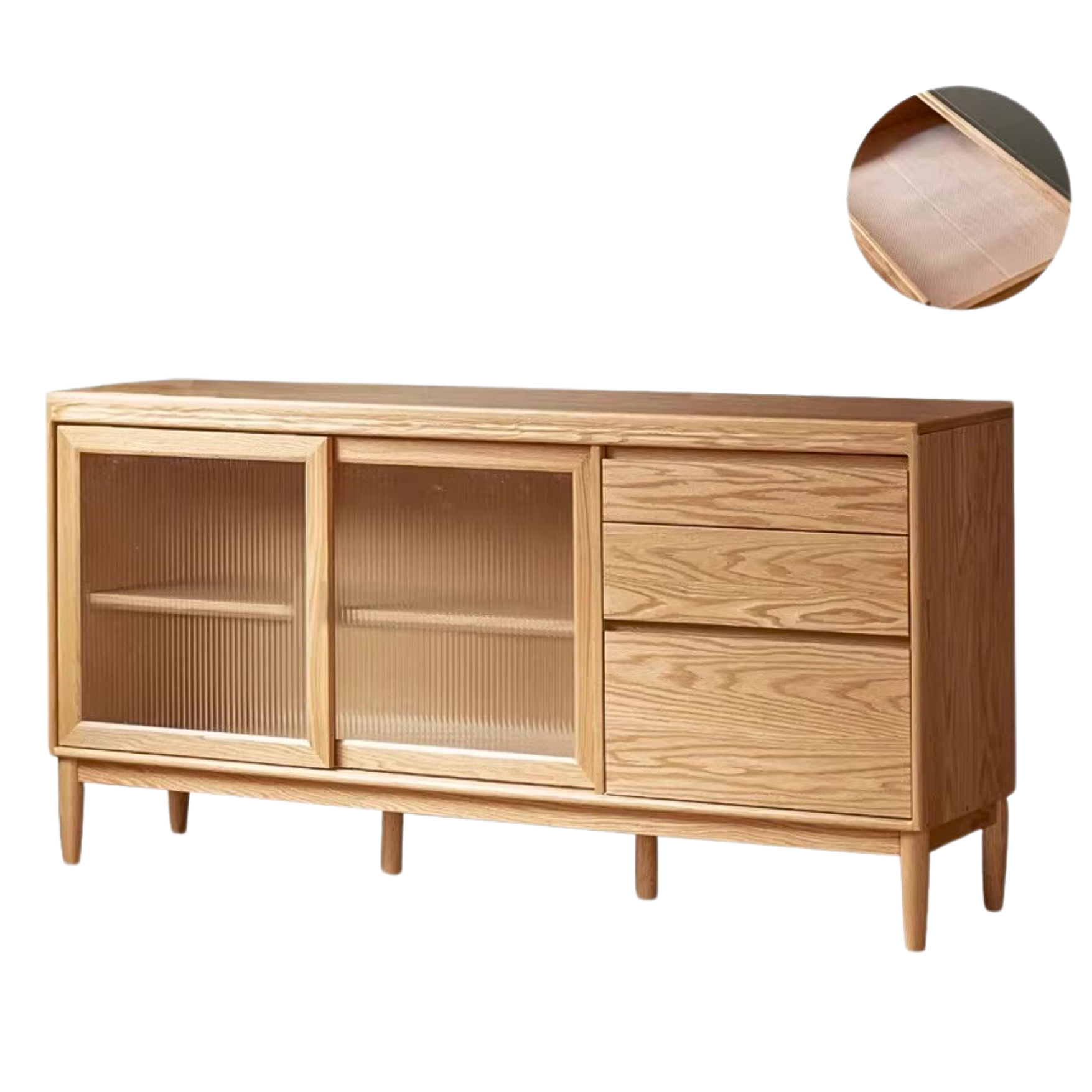 Cherry, Oak, Birch Solid Wood Rock Board Dining Cabinet Integrated High