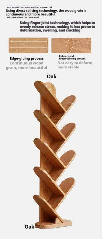 Oak, Cherry, Solid Rubberwood Multi-Layer Creative Corner Bookshelf