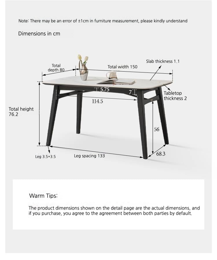 Oak Solid Wood Slate Luxury Dining Table
