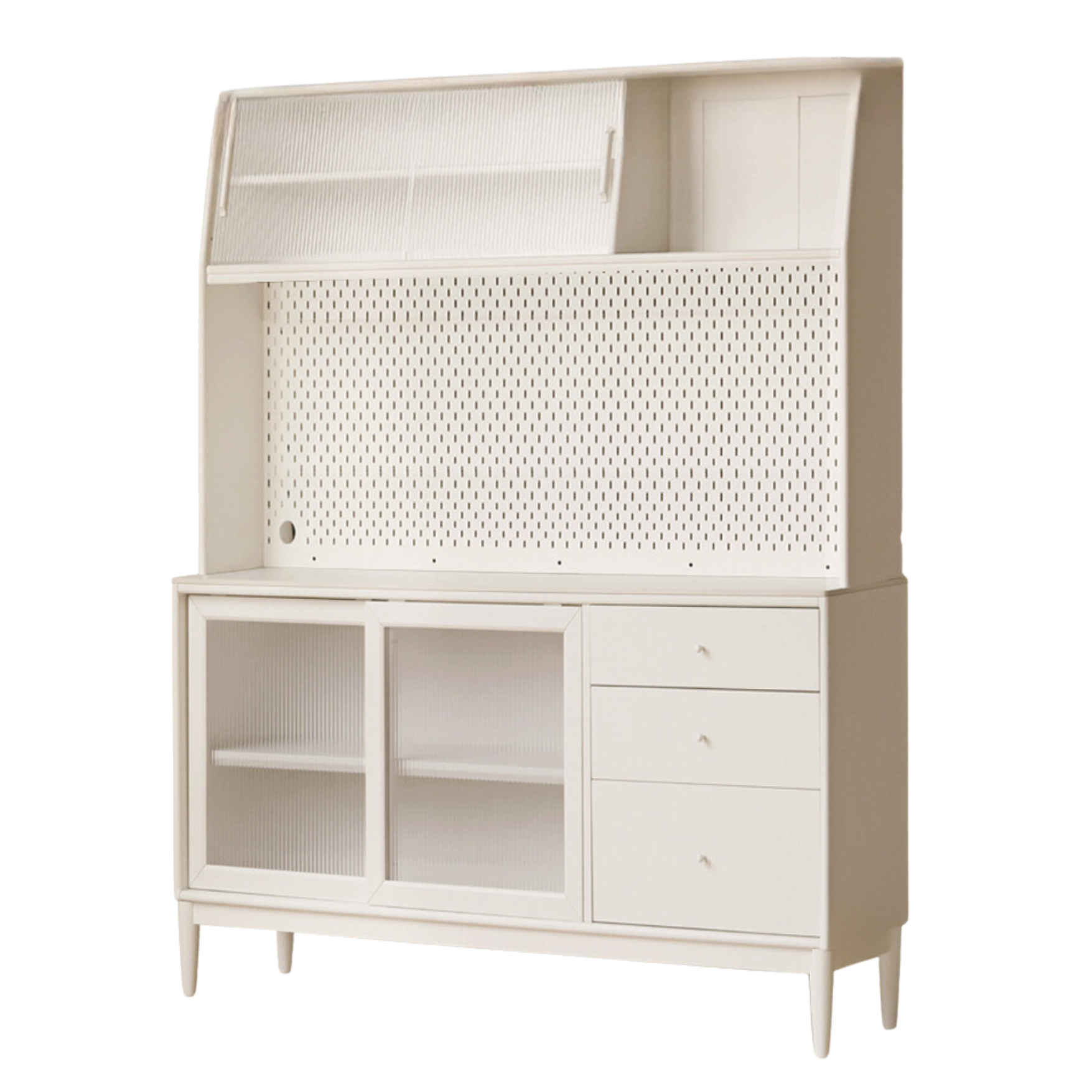 Solid RubberWood Dining Sideboard Cream Style Against The Wall Integrated