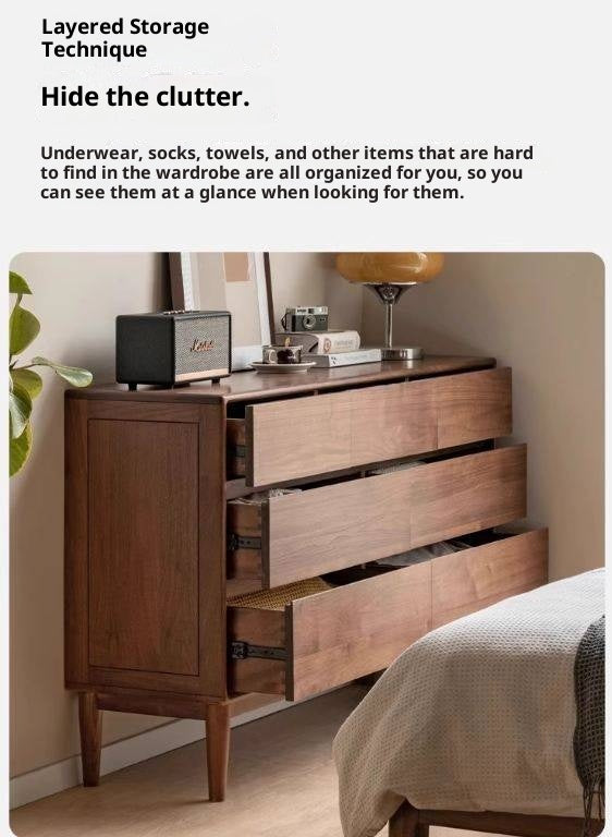 Black Walnut, Ash Solid Wood Chest of Drawers