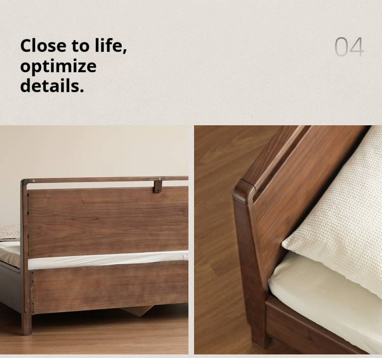 Black Walnut Solid Wood Light Luxury Box Bed