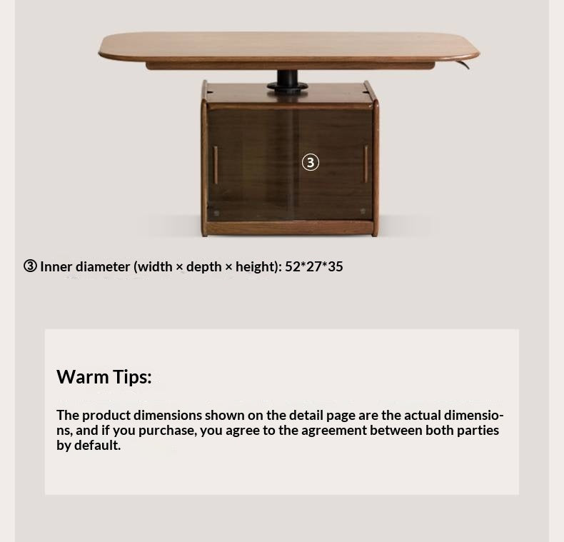 Oak Solid Wood Elevating Lifting Coffee Table