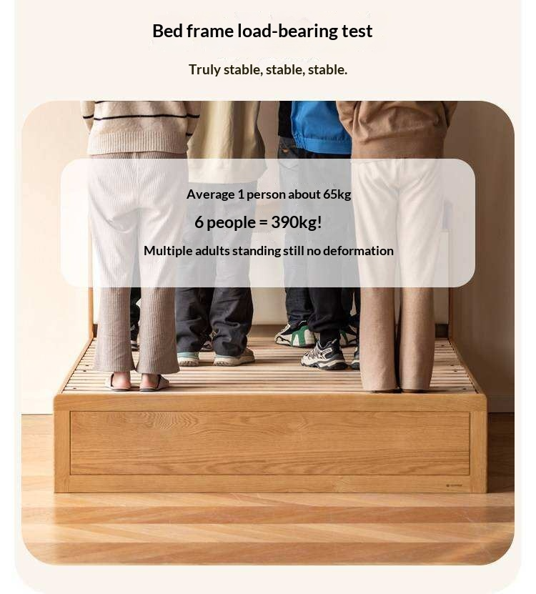 Oak Solid Wod Multifunctional Storage Bed with LED Light
