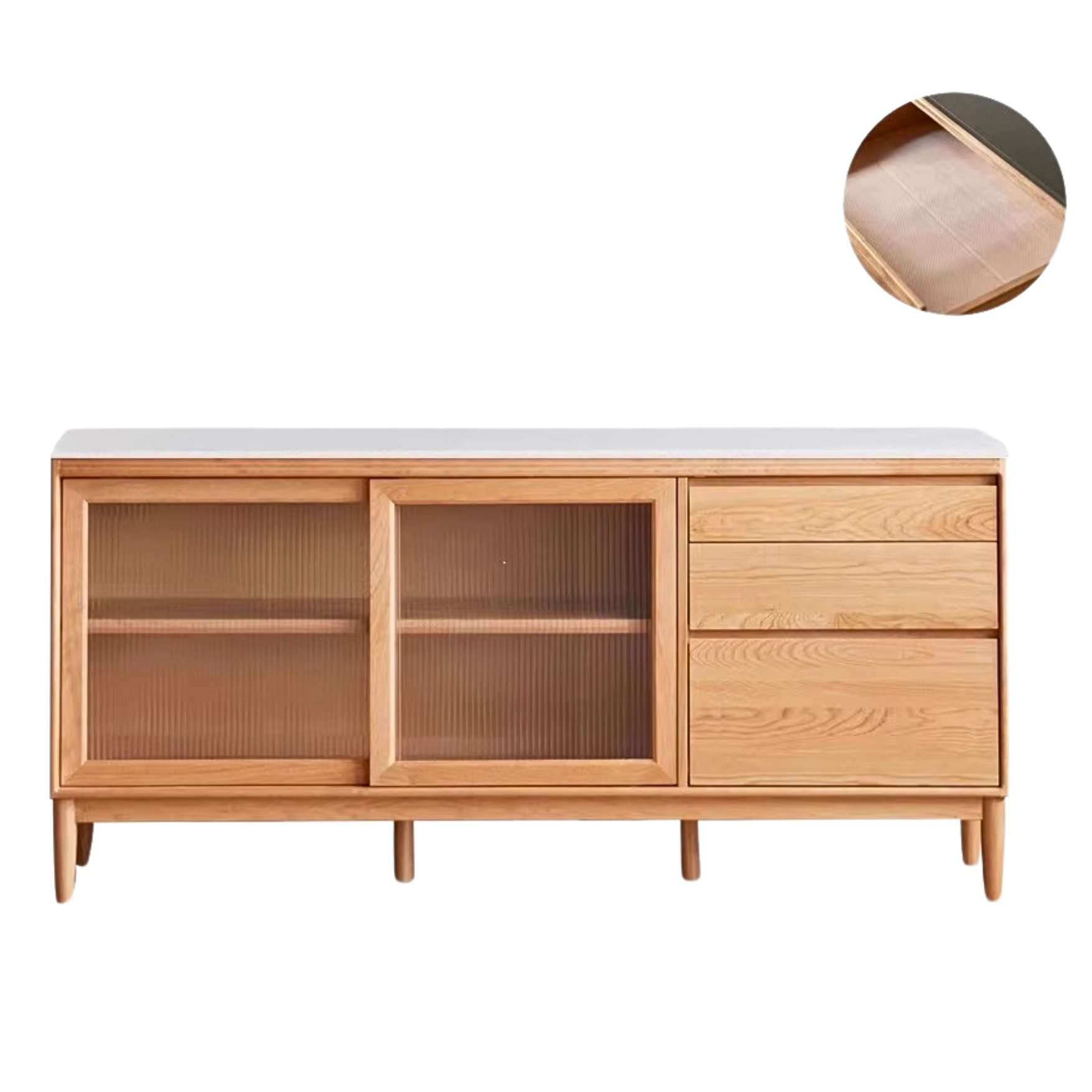 Cherry, Oak Solid Wood Rock Board Dining Cabinet Integrated High