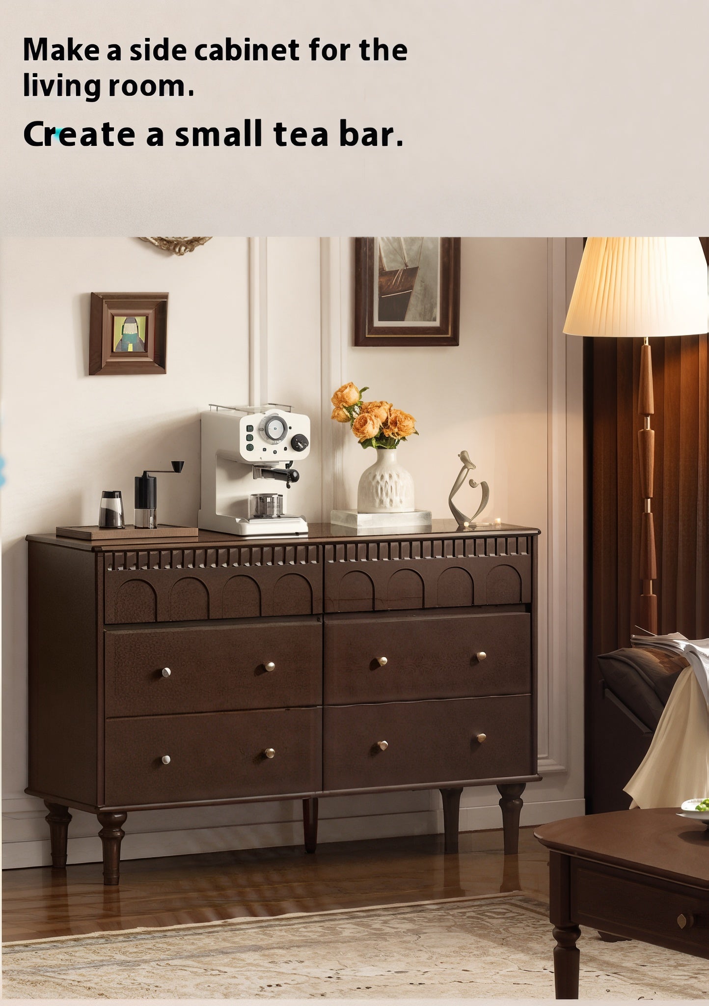 Poplar Solid Wood Retro Style Bucket Cabinet