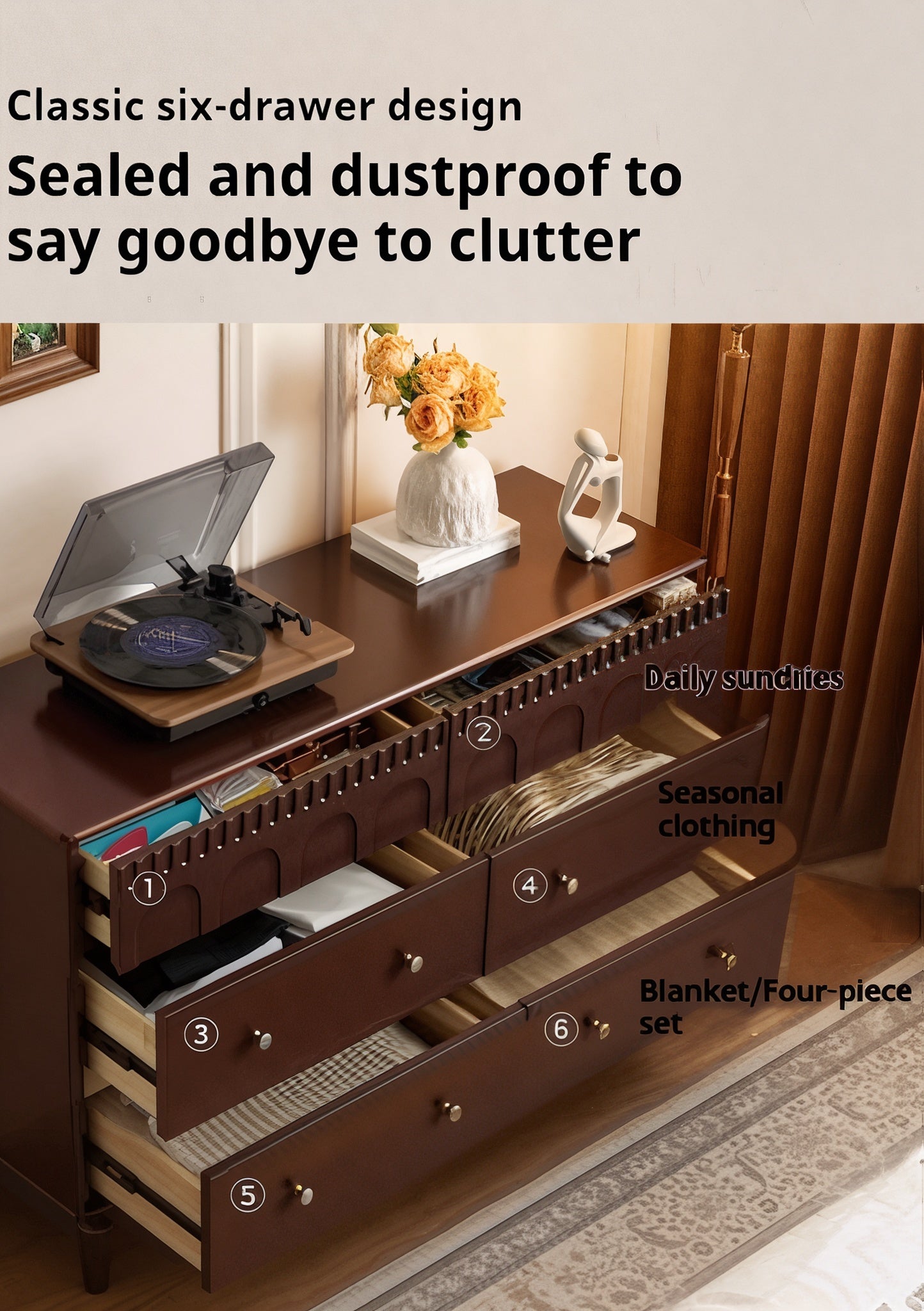 Poplar Solid Wood Retro Style Bucket Cabinet