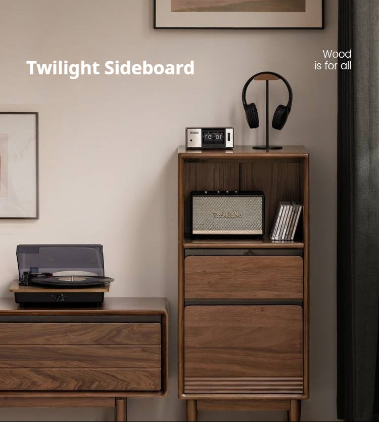 Red Zebrawood Solid Wood Modern Side Cabinet.