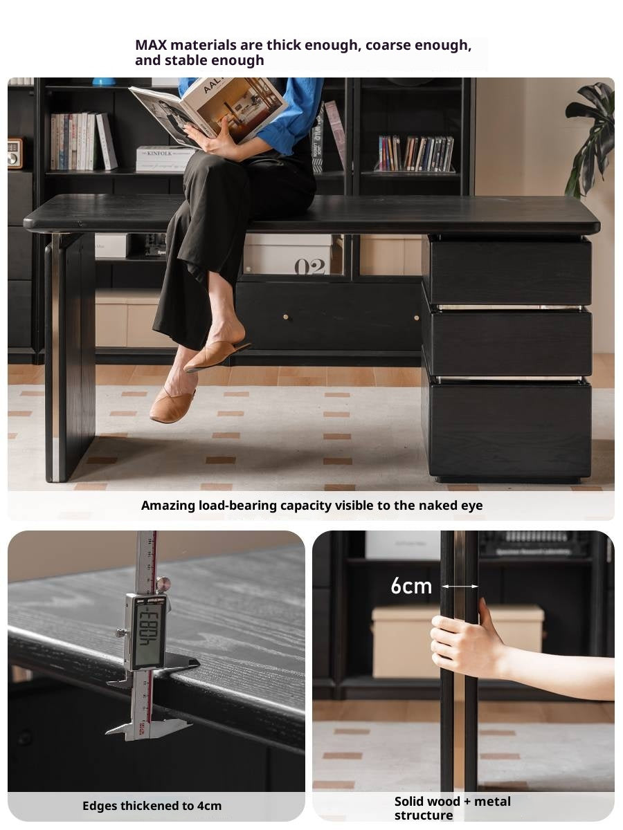 Oak Solid Wood Bauhaus Style Computer Desk.