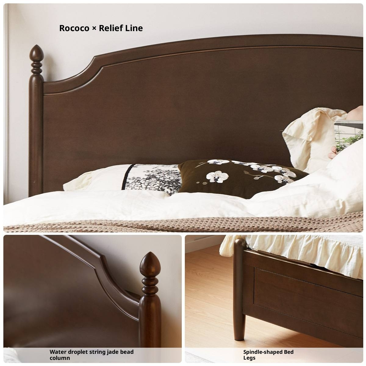 Poplar Solid Wood Box Bed, French Retro Style