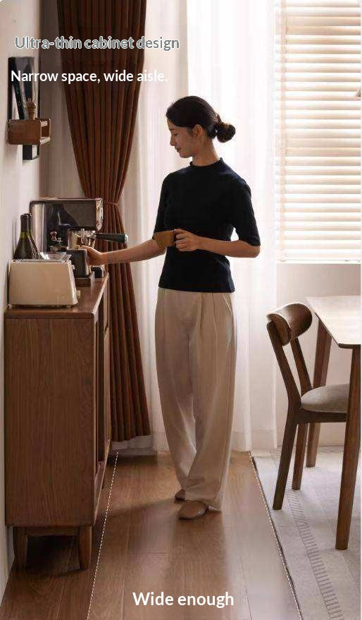 Black Walnut, Oak Solid Wood Sideboard with Ultra-Thin Storage
