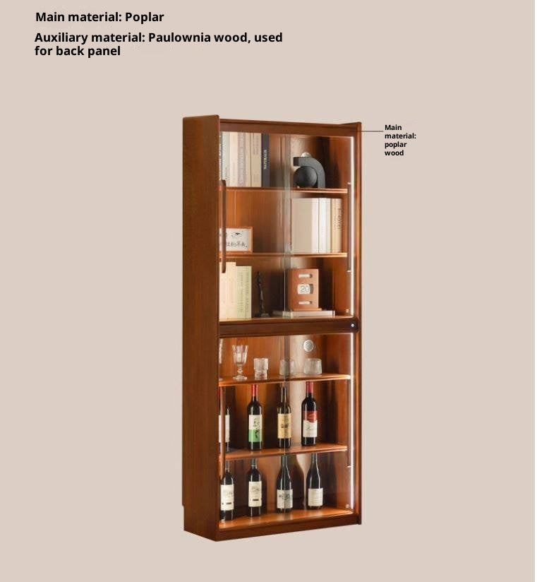 Poplar Solid Wood Vintage Style Glass Bookcase