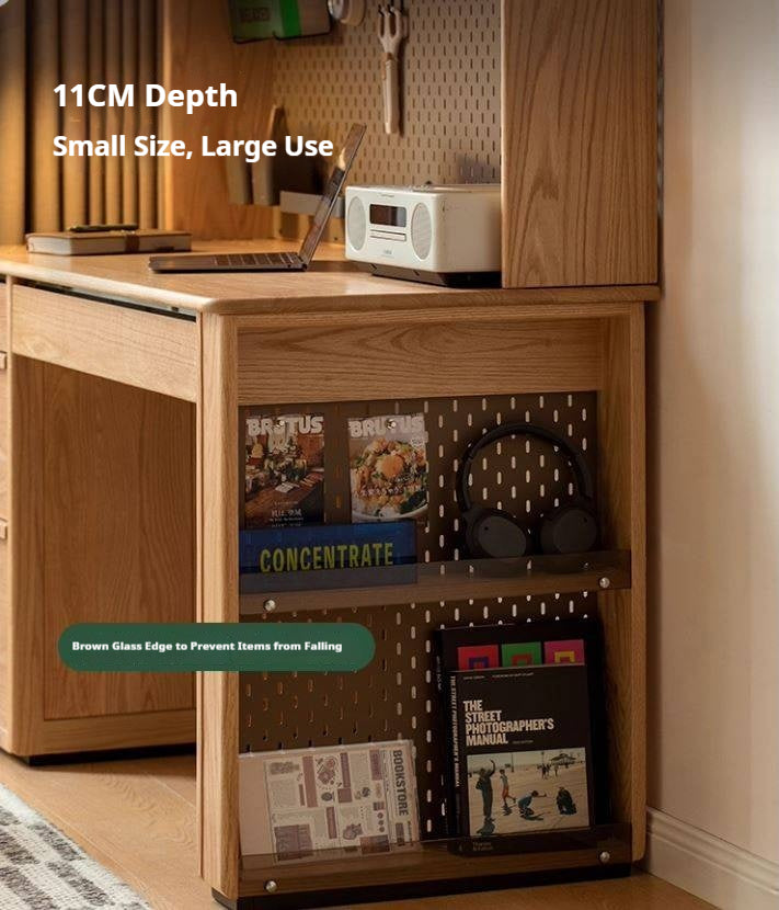 Oak Solid Wood Modern Computer Desk With Shelf