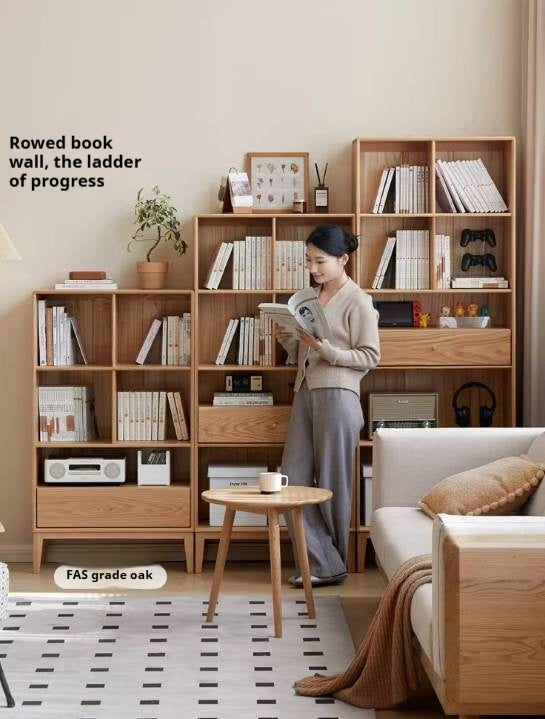 Oak Solid Wood Nordic Style Bookcase
