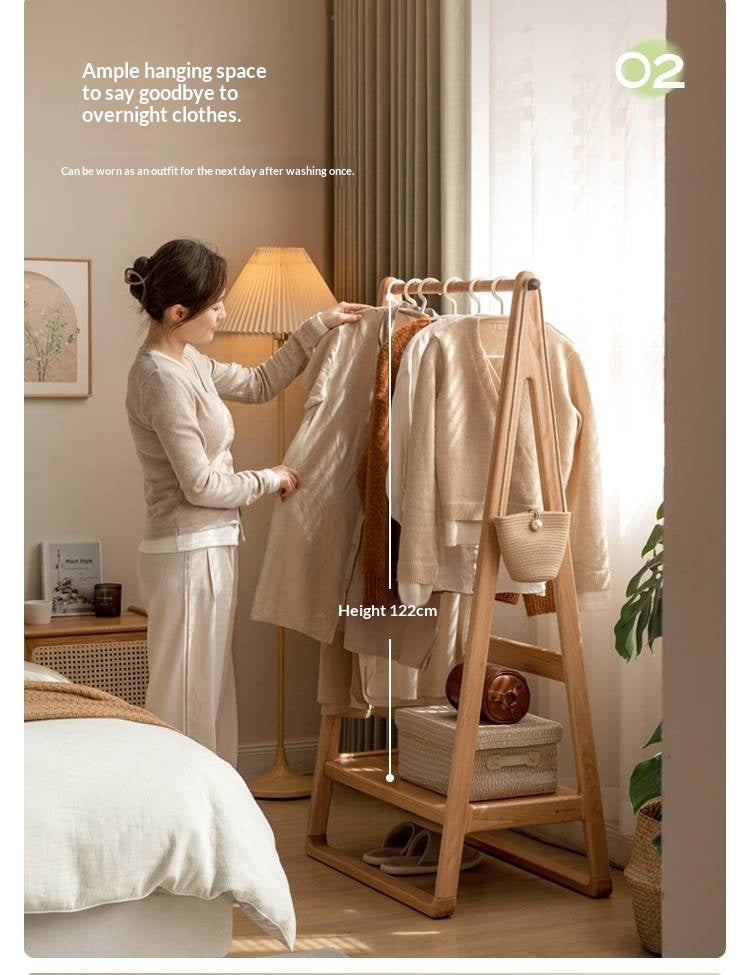 Solid Rubberwood Nordic Minimalist Standing Hanger