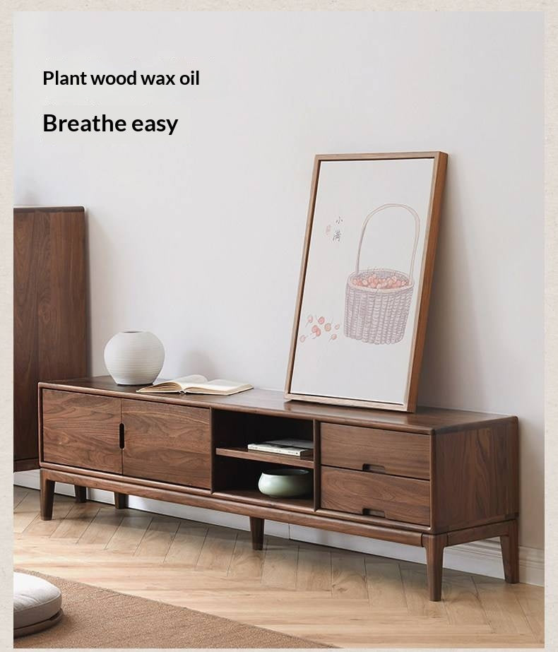 Ash, Black Walnut Solid Wood Modern Simple TV Cabinet