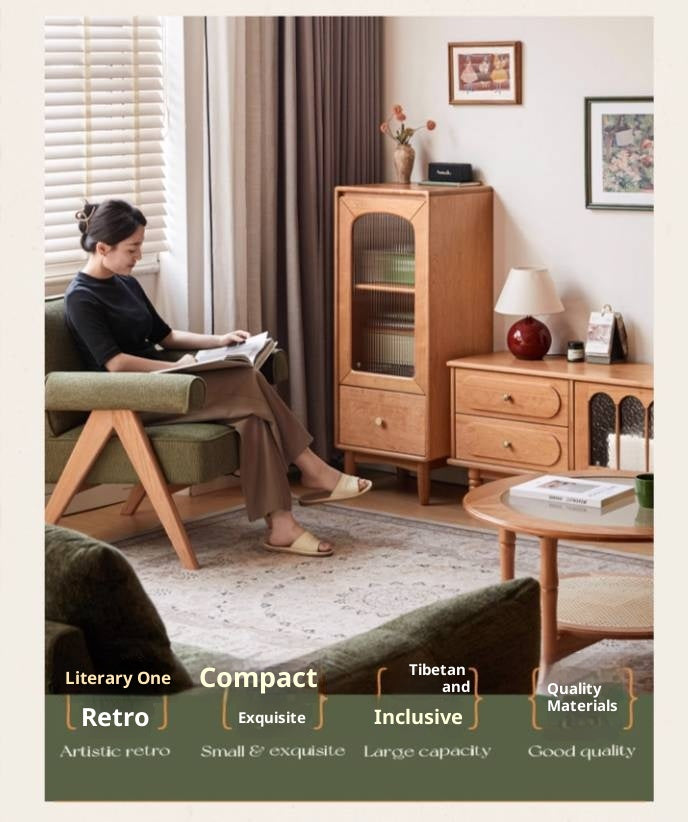 Cherry Solid Wood Vintage Style Side Cabinet