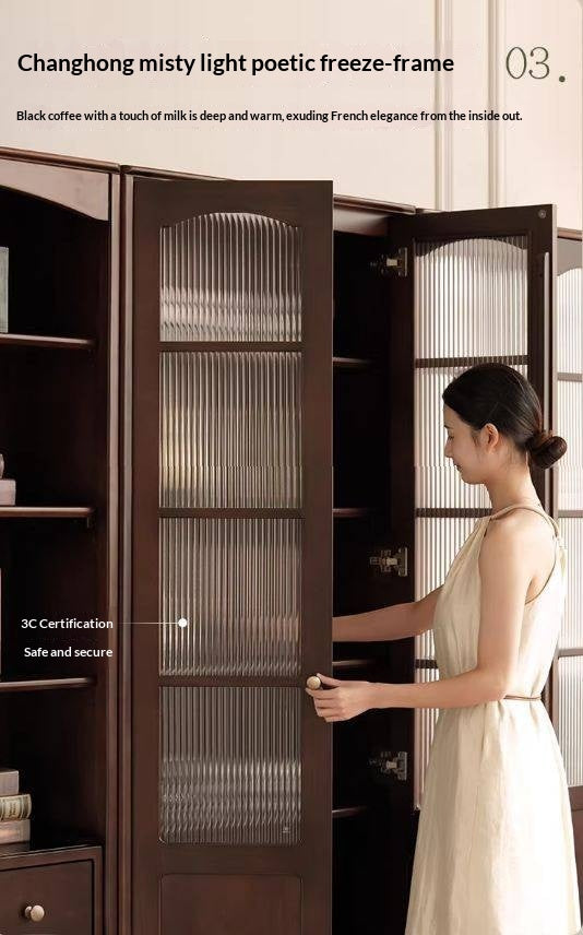 Poplar Solid Wood French Retro Style Floor Standing Display Bookcase