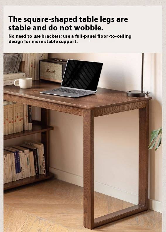 Black Walnut, Ash Solid Wood Desk Bookshelf Integrated