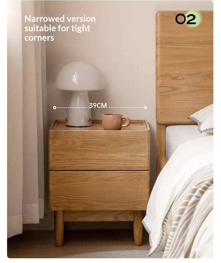 Ash, Oak, White Ash, White Oak, Sandalwood Solid Wood White Wax Small Nightstand