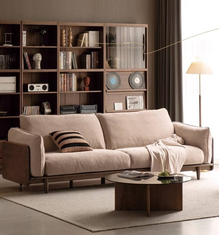 Black Walnut Solid Wood Fabric Sofa