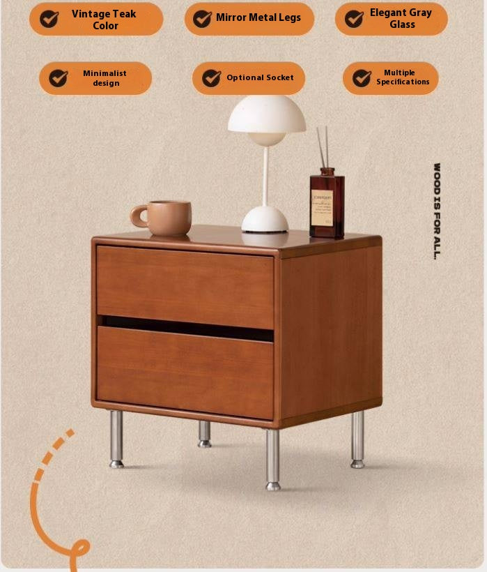 Poplar Solid Wood American Retro Nightstands