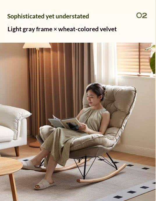 Solid Wood Modern Eggshell Rocking Chair beech legs