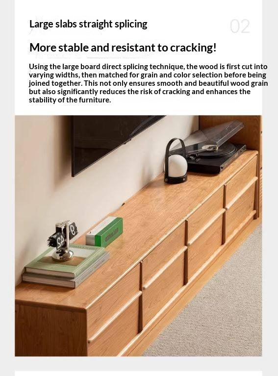 Сherry Solid Wood Modern Floor Storage Locker TV Cabinet.