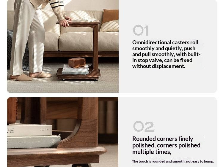 Sandalwood Solid Wood Movable Side Table Modern Aesthetic