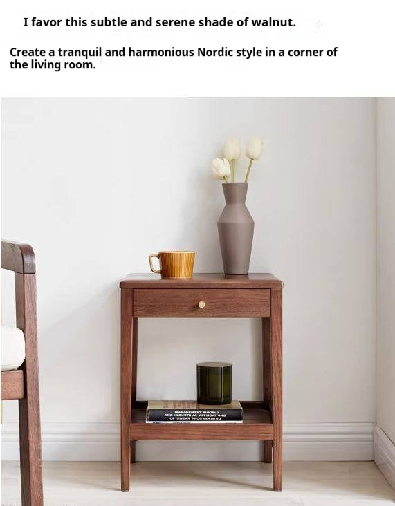Black Walnut, Solid Rubberwood, Oak Solid Wood Side Table