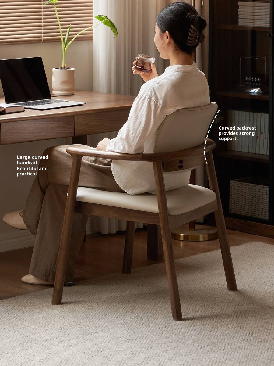 Black Walnut Solid Wood Dining Chair with Backrest