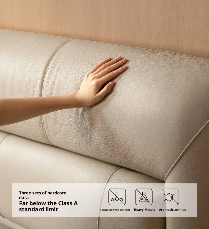 Genuine Leather Italian Light Luxury Soft Bed, White Cream Style