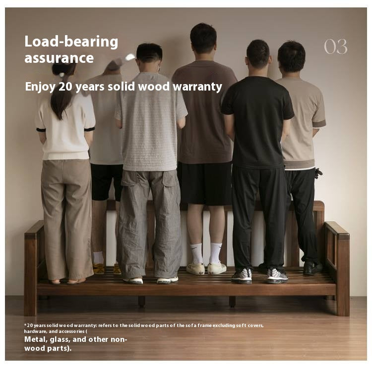 Black Walnut Solid Wood Leather Sofa