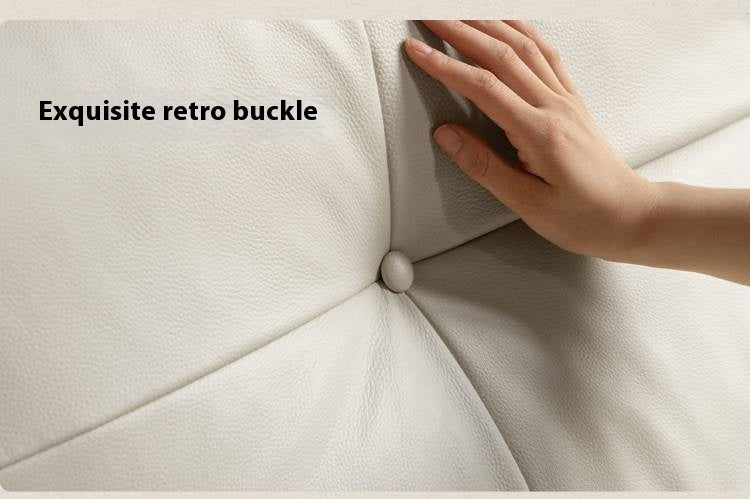 Black Walnut, Oak Solid Wood Genuine Leather Sofa Italian-Inspired