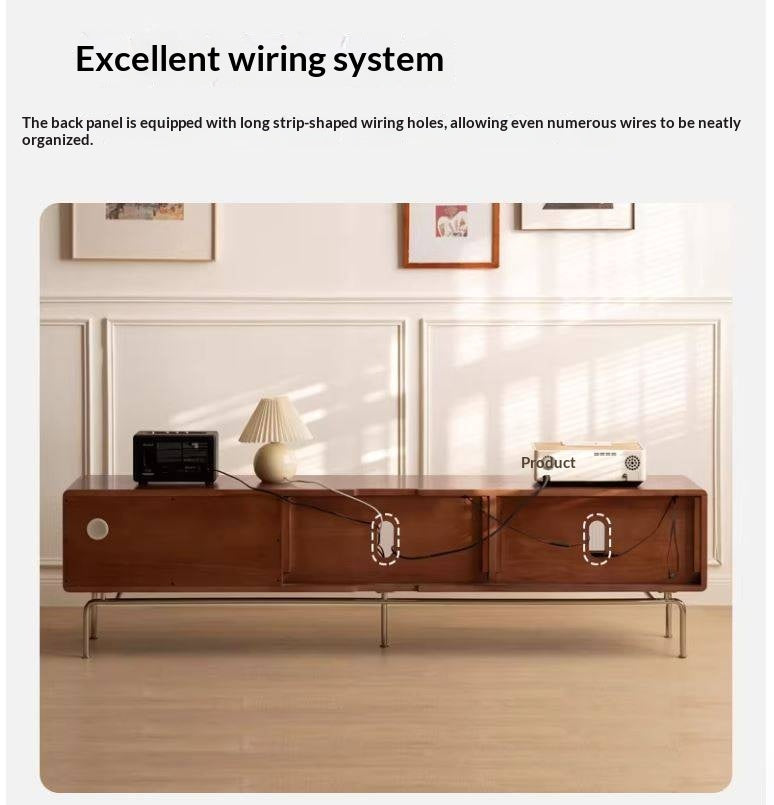 Tulipwood Solid Wood Light French TV Cabinet Sliding Door.