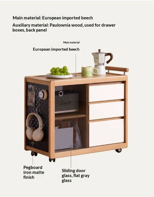 Beech Solid Wood Modern Corner Mobile Side Table