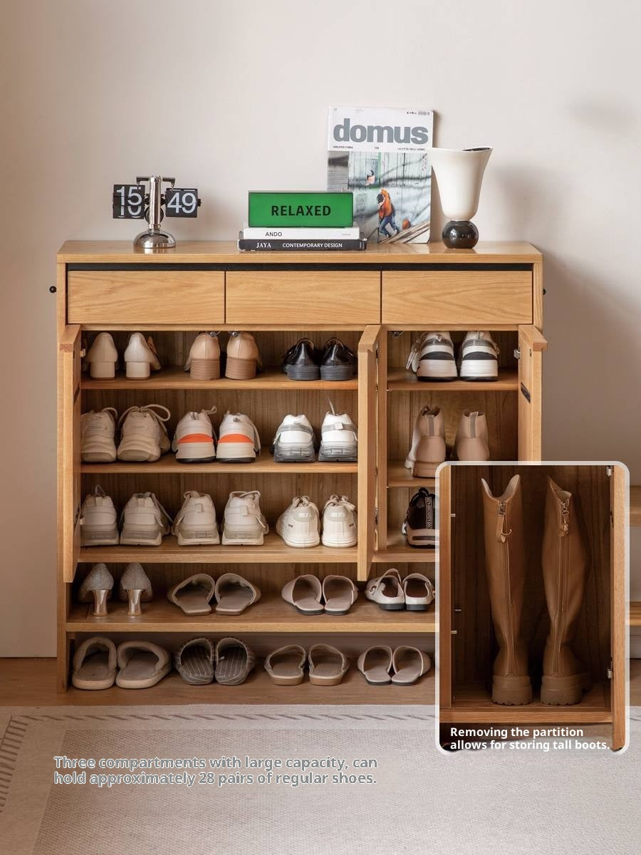 Oak Solid Wood Capacity Shoe Cabinet