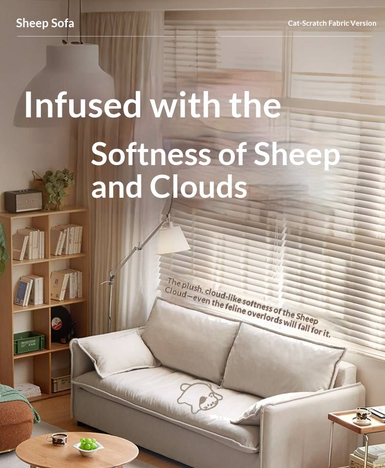 Cream-style washable fabric sofa with relaxed silhouette