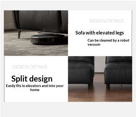 Genuine Leather Sofa, Italian Style High-Back