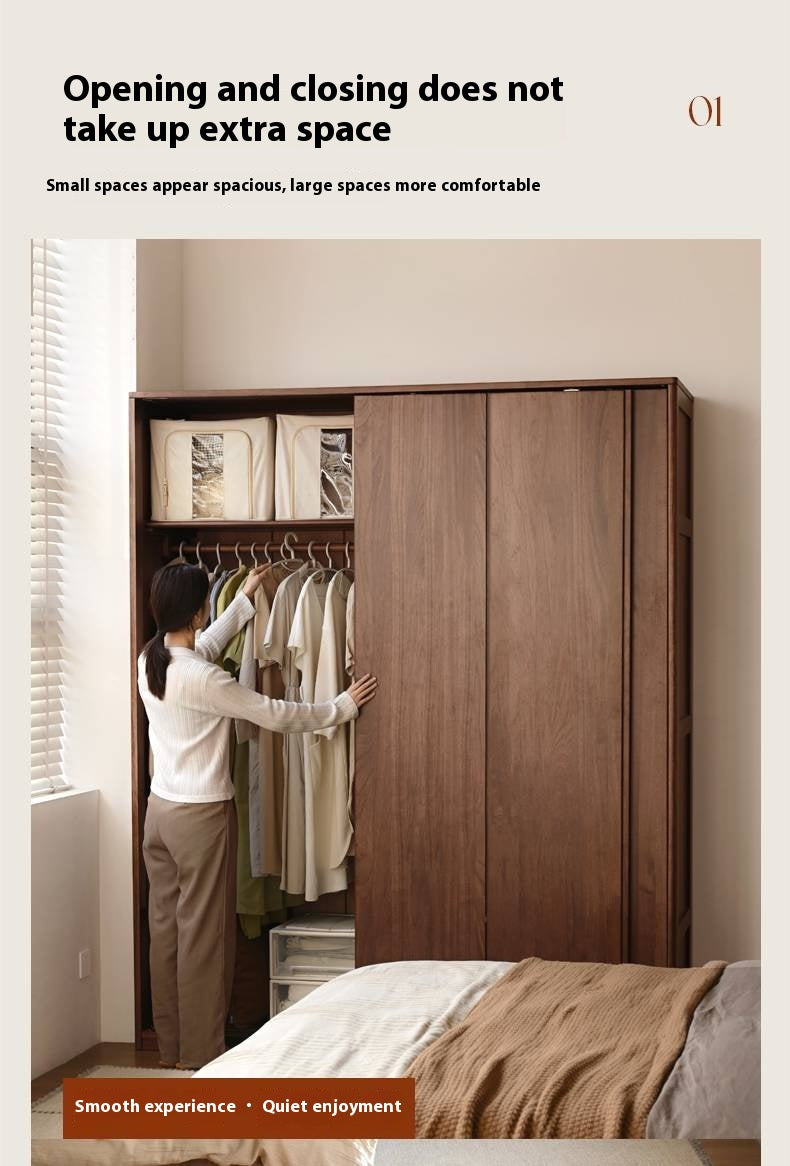 Sandalwood Solid Wood Modern Sliding Door Wardrobe.