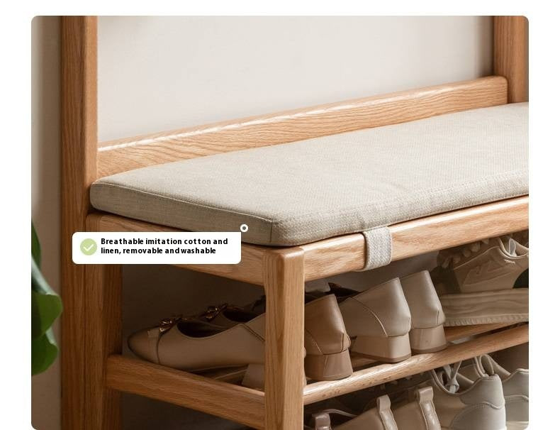 Oak, Beech Solid Wood Shoe Bench With Hanger