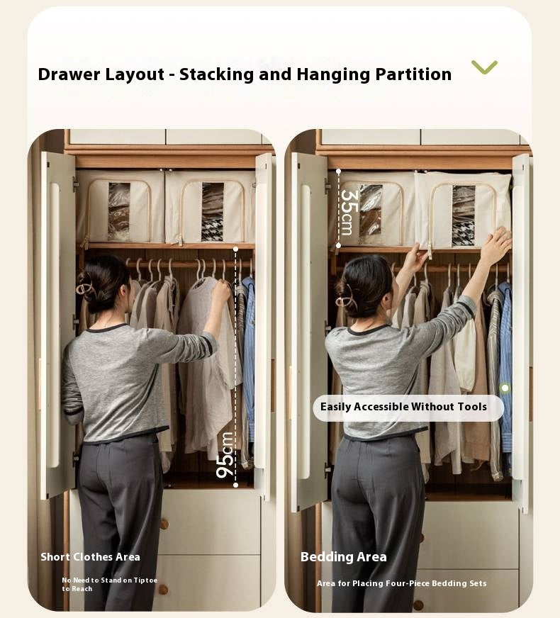 Oak Solid Wood Modern Wardrobe.