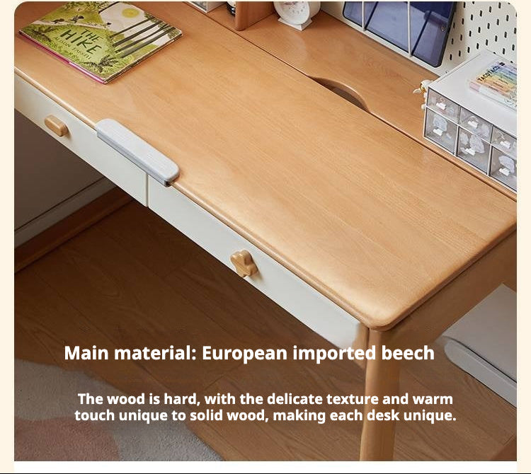 Beech Solid Wood Kids Learning Desk with Eye Protection Lamp