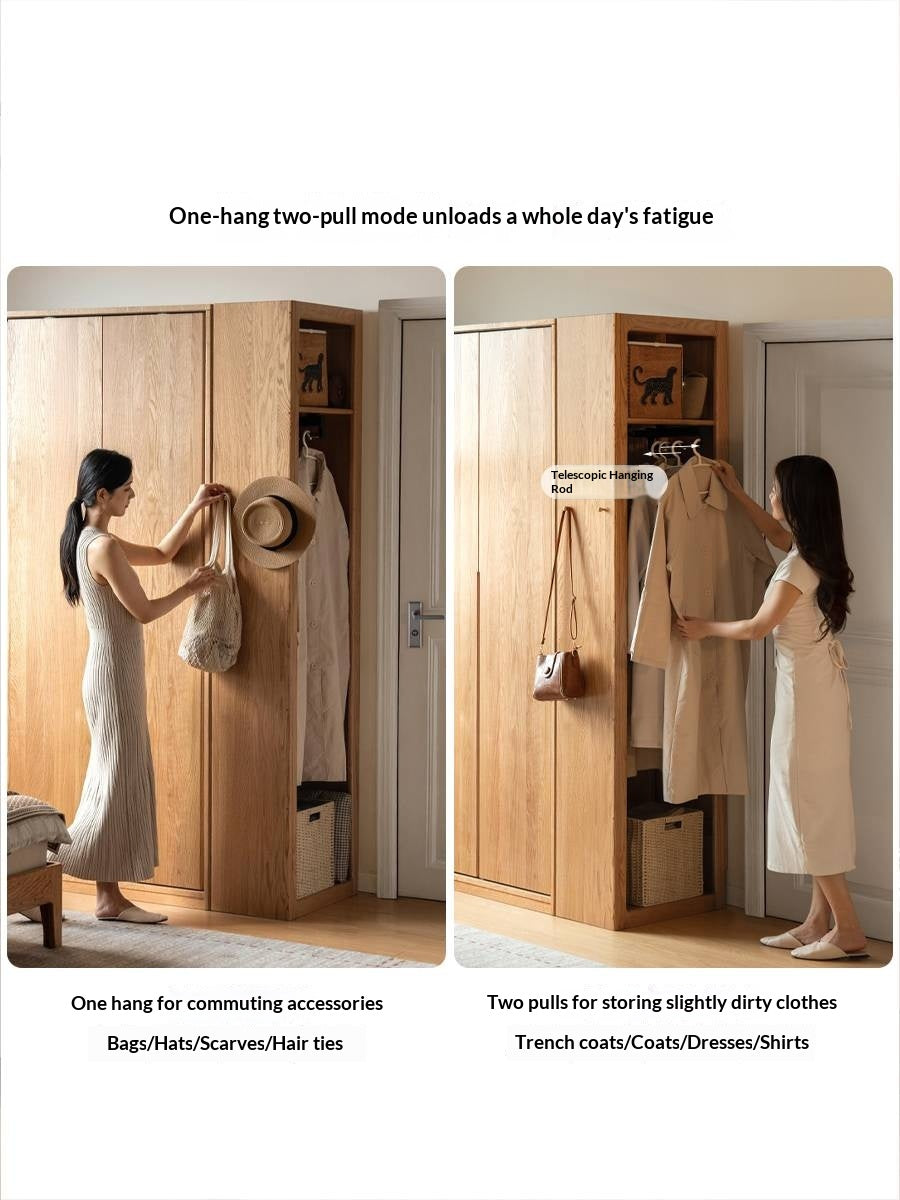 Oak Solid Wood Modern Corner Wardrobe