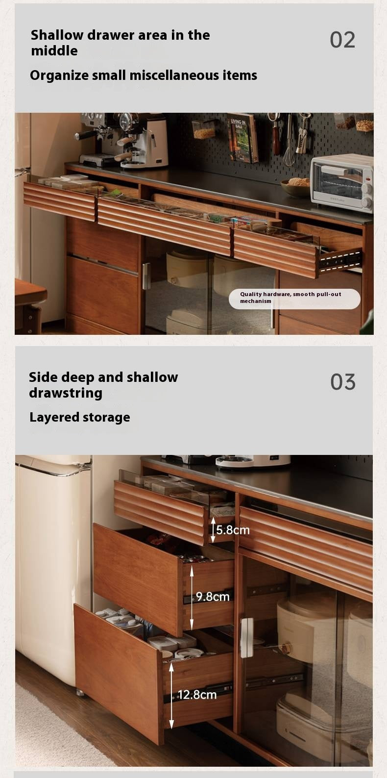 Tulipwood Solid Wood Bauhaus Rock Plate Sideboard